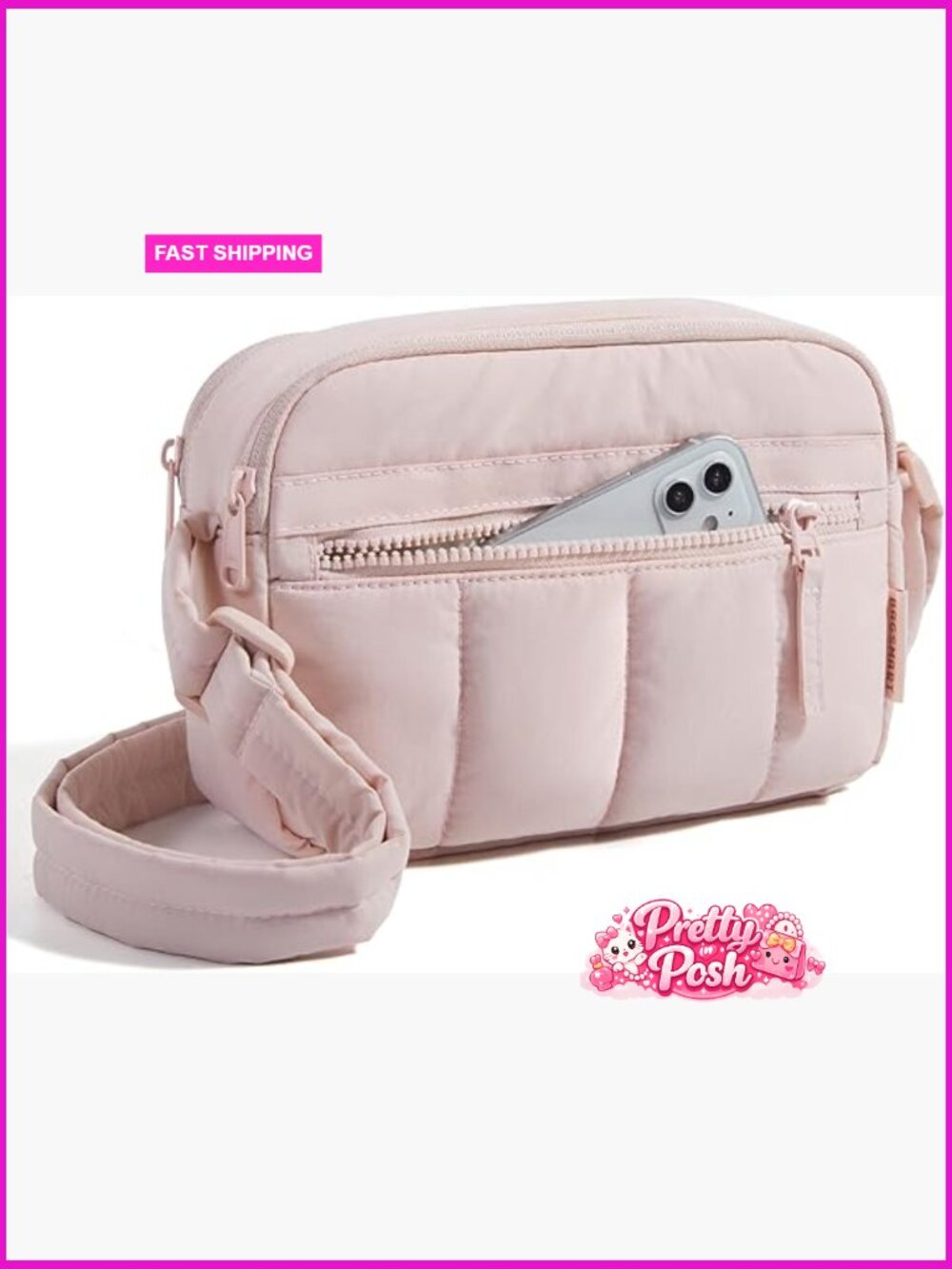 Mini Crossbody Bag with RFID Blocking, Puffy Shoulder Handbag, Travel Purse